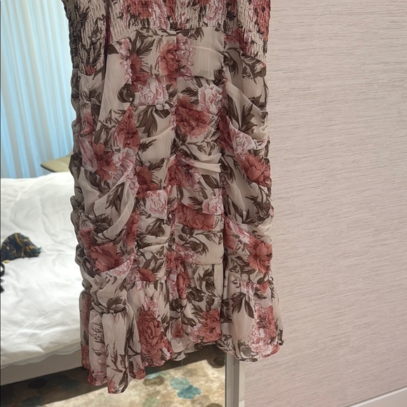 Red and Pink Ruched Ruffled Mini Slip Dress - Picture 5 of 5